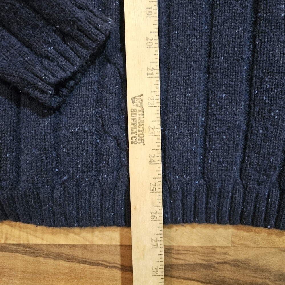 BKE 67 Cable Knit Sweater Blue Size XL Lambswool Cotton Nylon - Picture 8 of 8